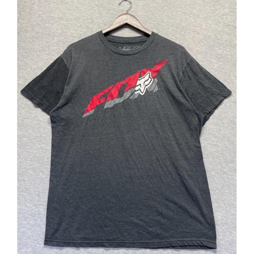 Fox Racing Regular Fit T Shirt Mens XL Charcoal Gray Graphic Print Logo Cotton